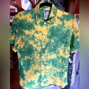 Jungmaven green and yellow dye short sleeve shirt Small